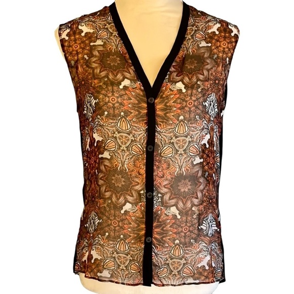Helmut Lang Tops - Helmut Lang Sheer Black Floral Sleeveless Top